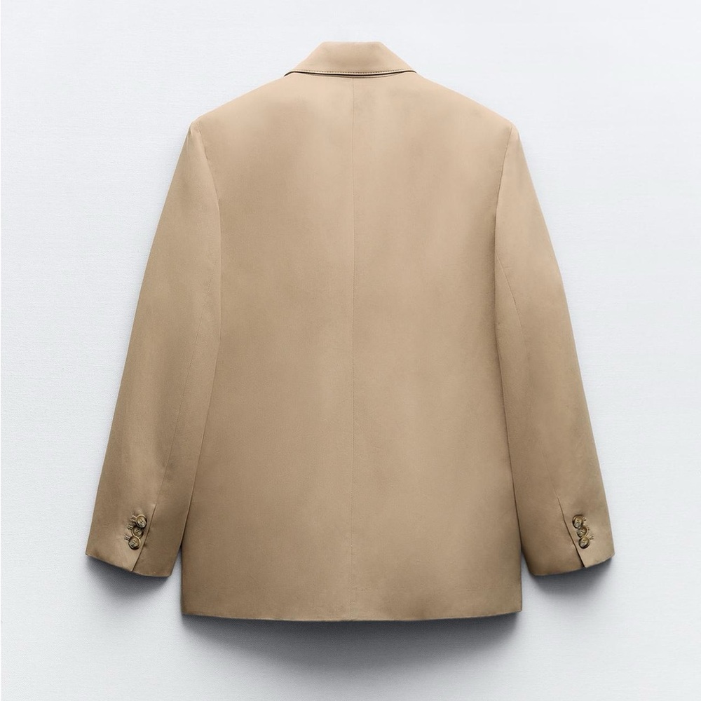 Zara Oversized Blazer Coat Taupe Brown Tan Camel Neutral double breast XS NWT - Picture 9 of 16